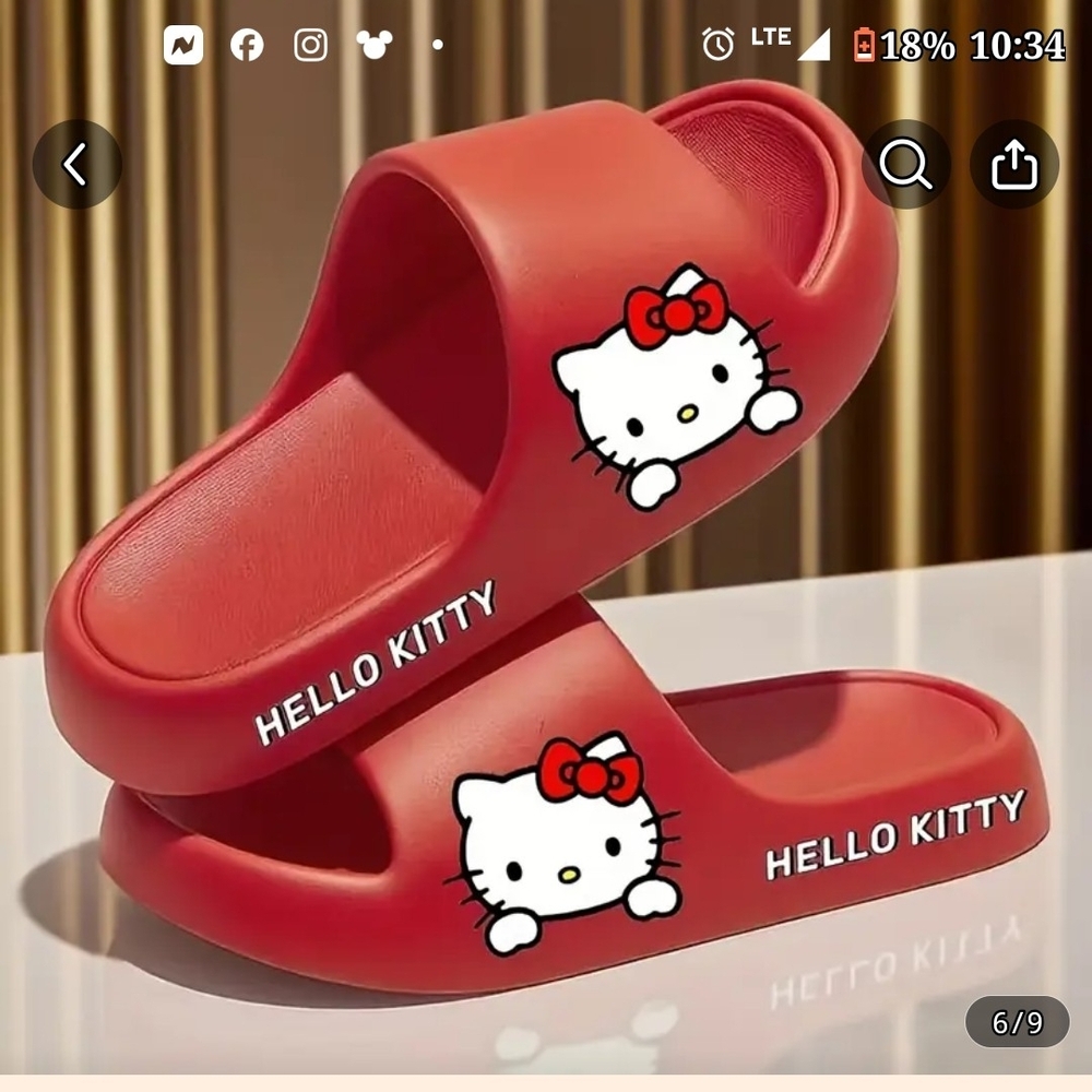 Hello Kitty Red Slide Sandals with Character Graphics